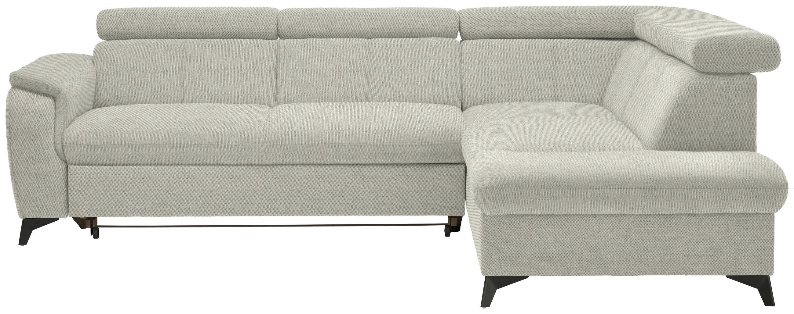 ECKSOFA in Webstoff Ecru  - Ecru/Schwarz, Design, Textil/Metall (260/203cm) - Stylife