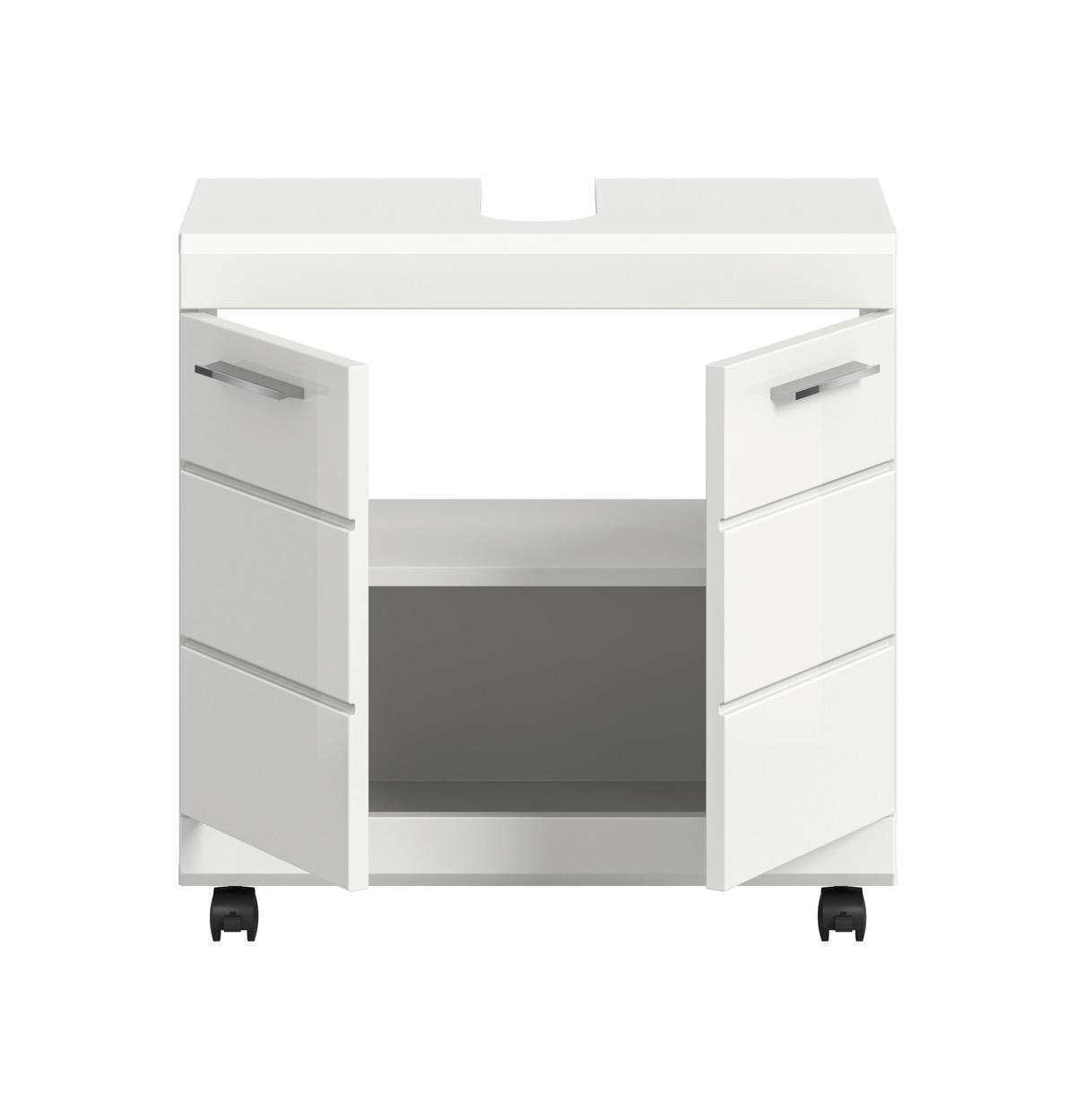 WASCHBECKENUNTERSCHRANK  - Weiß Hochglanz/Silberfarben, Trend, Holzwerkstoff/Kunststoff (60cm) - MID.YOU