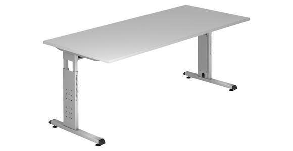 SCHREIBTISCH höhenverstellbar  - Silberfarben/Grau, KONVENTIONELL, Holzwerkstoff/Metall (180/80/65-85cm) - Venda