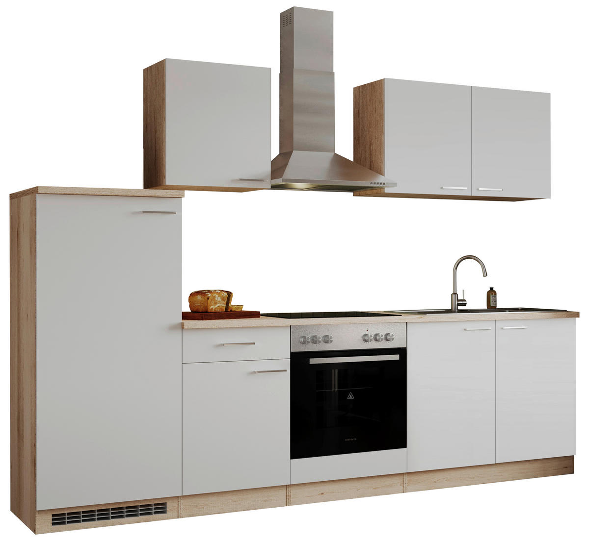 KUHINJSKI BLOK - barve hrasta/bela, Basics, leseni material (270cm) - Respekta
