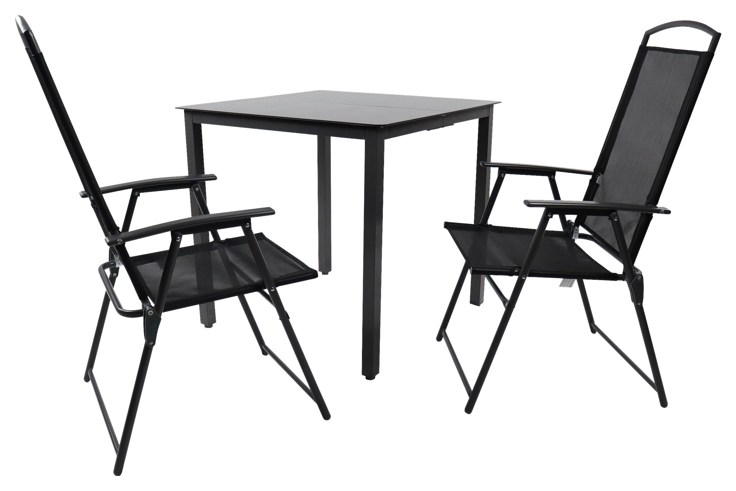 GARTENTISCHGRUPPE   - Anthrazit/Schwarz, Basics, Glas/Metall (80/80/76cm) - Gardenson