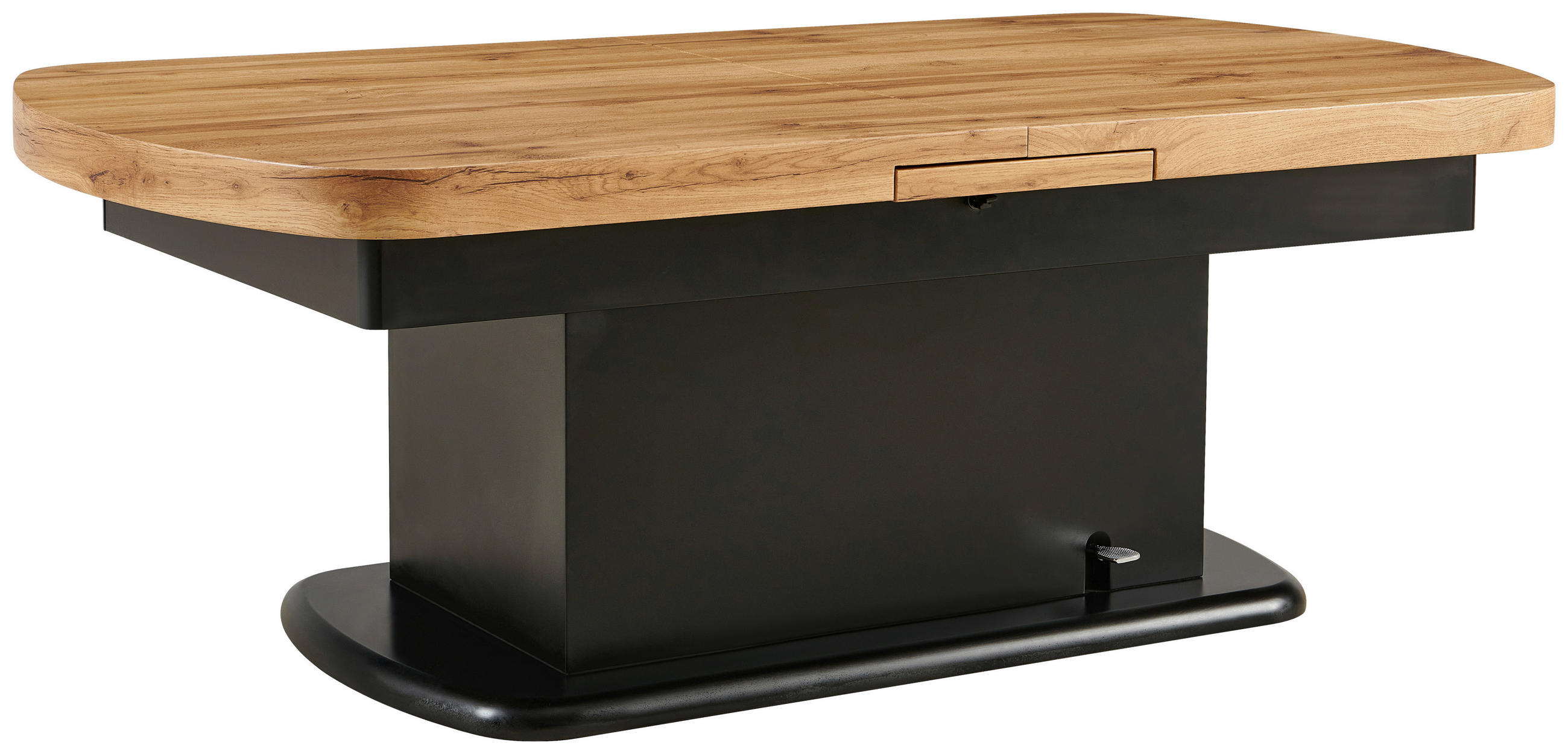 COUCHTISCH Eiche 135-160/75/51-79,9 cm oval Schwarz, Eichefarben  - Eichefarben/Schwarz, Design, Holz (135-160/75/51-79,9cm) - Livetastic
