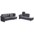 3-SITZER-SOFA Webstoff Grau  - Chromfarben/Silberfarben, KONVENTIONELL, Textil/Metall (196/86/115cm) - Landscape