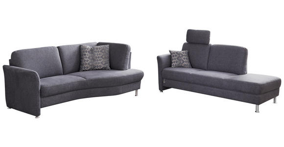 3-SITZER-SOFA Webstoff Grau  - Chromfarben/Silberfarben, KONVENTIONELL, Textil/Metall (196/86/115cm) - Landscape