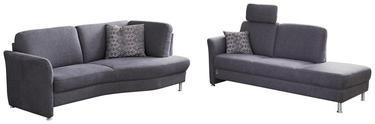 3-SITZER-SOFA in Webstoff Grau  - Chromfarben/Silberfarben, Konventionell, Textil/Metall (196/86/115cm) - Landscape
