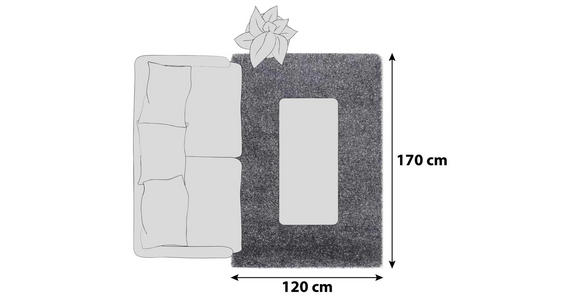 HOCHFLORTEPPICH 120/170 cm Fashion Shaggy Blau, Grau - Blau/Grau, Basics, Textil (120/170cm) - Novel