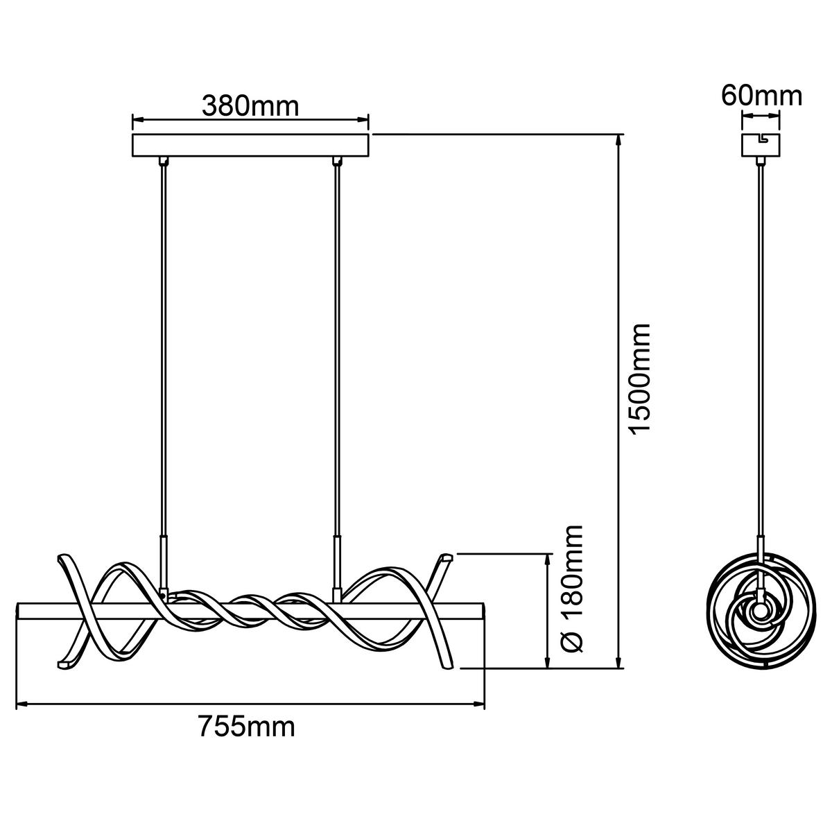 LED-PENDELLEUCHTE 75,5/18/150 cm    - Schwarz, Design, Kunststoff/Metall (75,5/18/150cm) - Brilliant