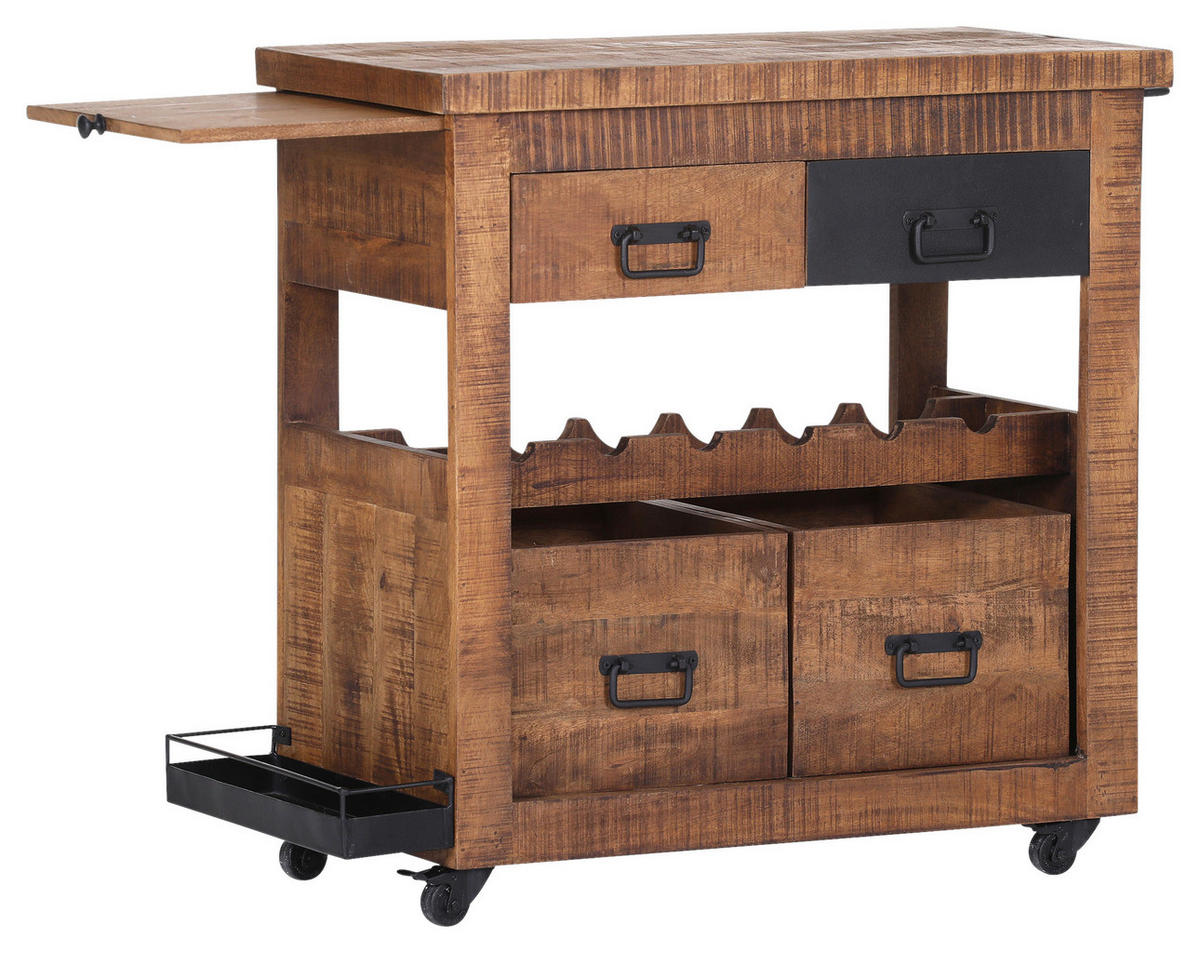 BARWAGEN Mangoholz massiv Naturfarben, Schwarz  - Schwarz/Naturfarben, KONVENTIONELL, Holz/Holzwerkstoff (97/43/85cm) - Landscape