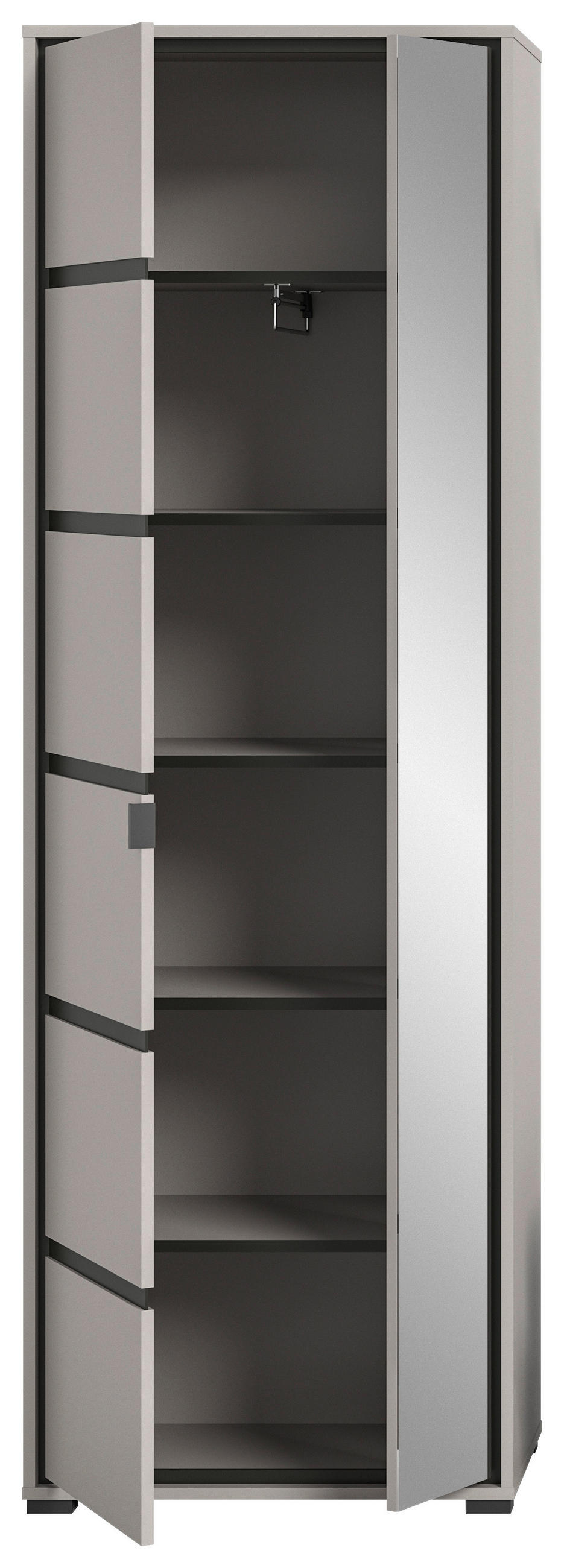 GARDEROBENSCHRANK Jaru  in 65/196/37 cm  - Anthrazit/Schwarz, Design, Glas/Holzwerkstoff (65/196/37cm) - Xora