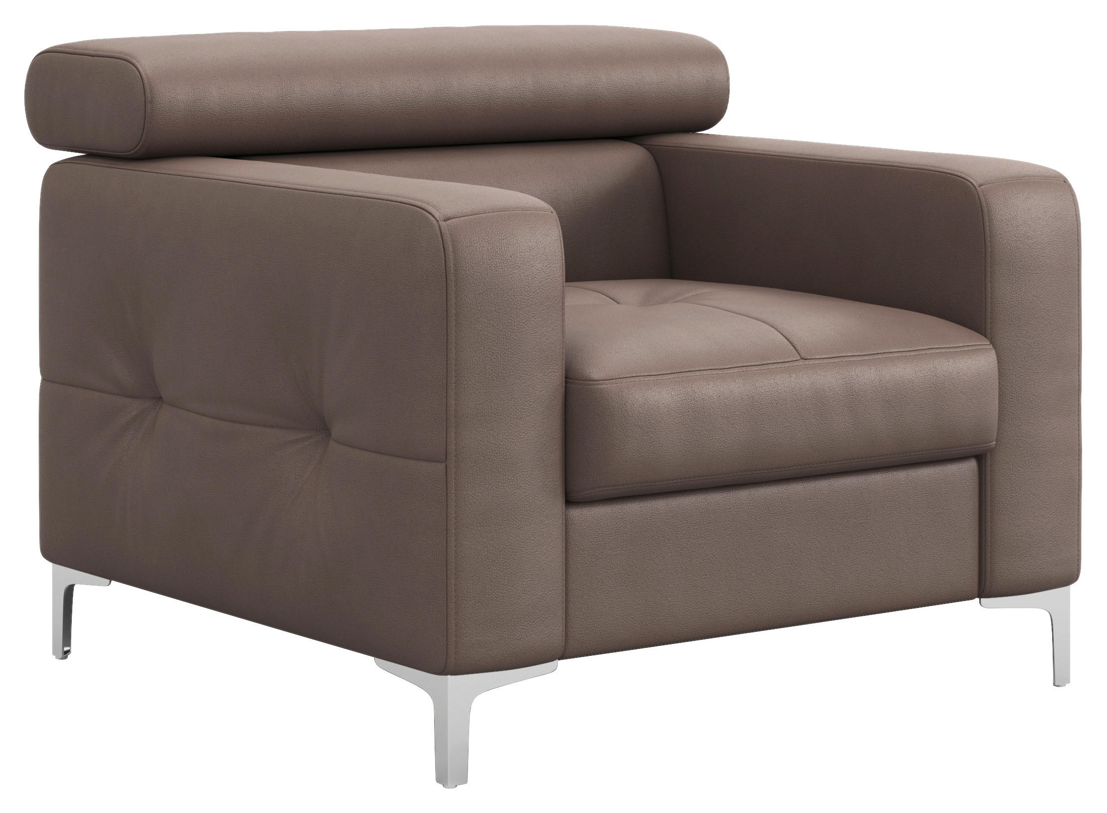 SESSEL in Echtleder Hellbraun  - Chromfarben/Hellbraun, Design, Leder/Metall (99/78-92/106cm) - Livetastic