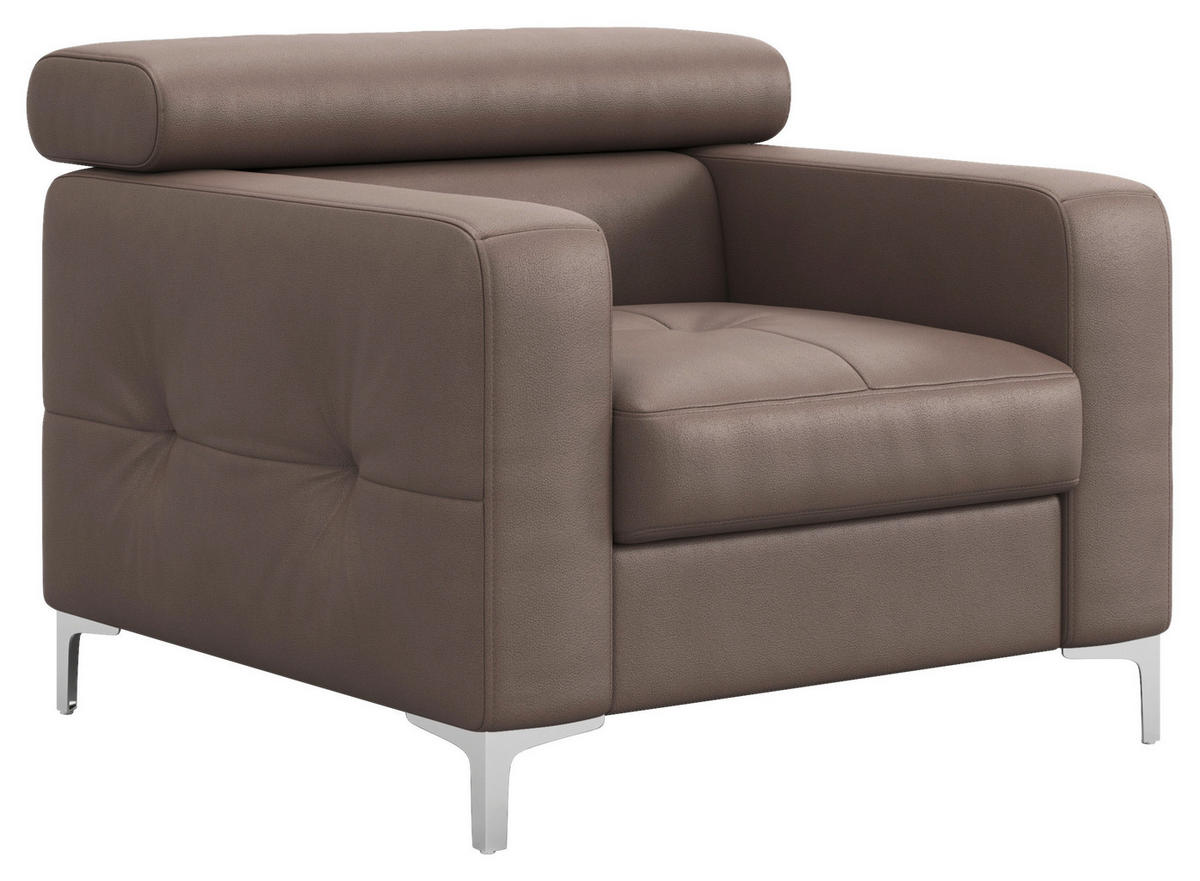 SESSEL Echtleder Hellbraun    - Chromfarben/Hellbraun, Design, Leder/Metall (99/78-92/106cm) - Livetastic