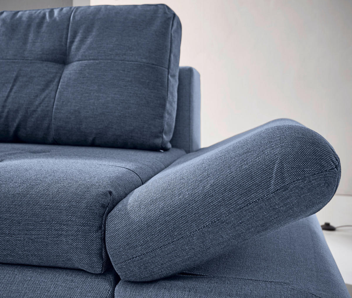 ECKSOFA in Webstoff Blau  - Chromfarben/Blau, Design, Kunststoff/Textil (302/187cm) - Carryhome