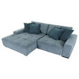 ECKSOFA Blau, Petrol Flachgewebe  - Blau/Petrol, KONVENTIONELL, Holz/Textil (190/270cm) - Carryhome