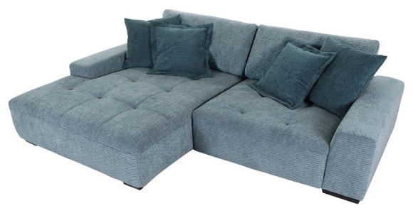 ECKSOFA Blau, Petrol Flachgewebe  - Blau/Petrol, KONVENTIONELL, Holz/Textil (190/270cm) - Carryhome