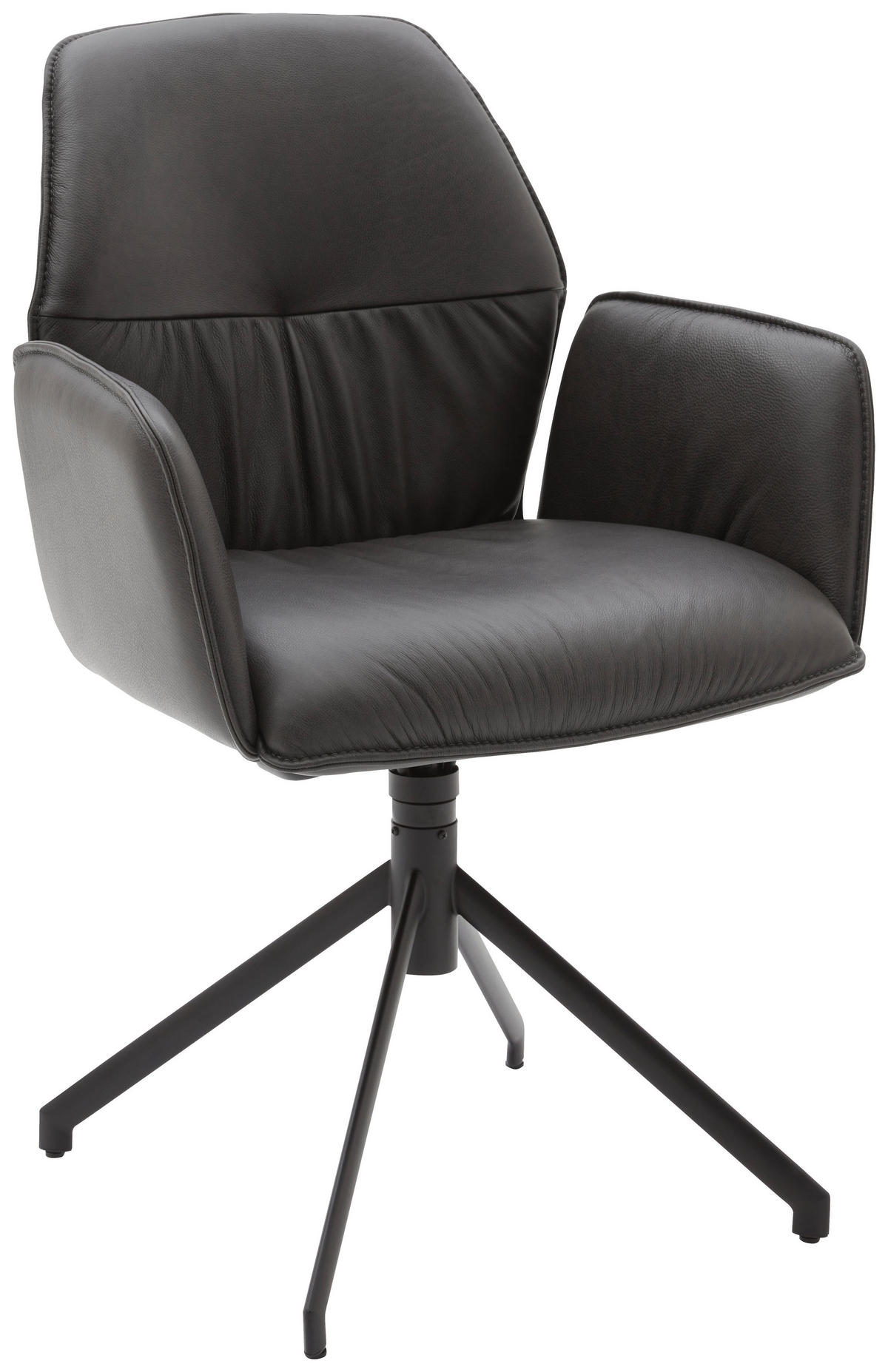 ARMLEHNSTUHL  in Echtleder pigmentiert  - Schwarz/Graphitfarben, Design, Leder (66/89/66cm) - Dieter Knoll