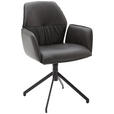 ARMLEHNSTUHL  Lederauswahl, Stoffauswahl, Sitzfläche 360° drehbar  Echtleder  - Schwarz/Graphitfarben, Design, Leder (66/89/66cm) - Dieter Knoll