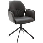 ARMLEHNSTUHL  Lederauswahl, Stoffauswahl, Sitzfläche 360° drehbar  Echtleder  - Schwarz/Graphitfarben, Design, Leder (66/89/66cm) - Dieter Knoll