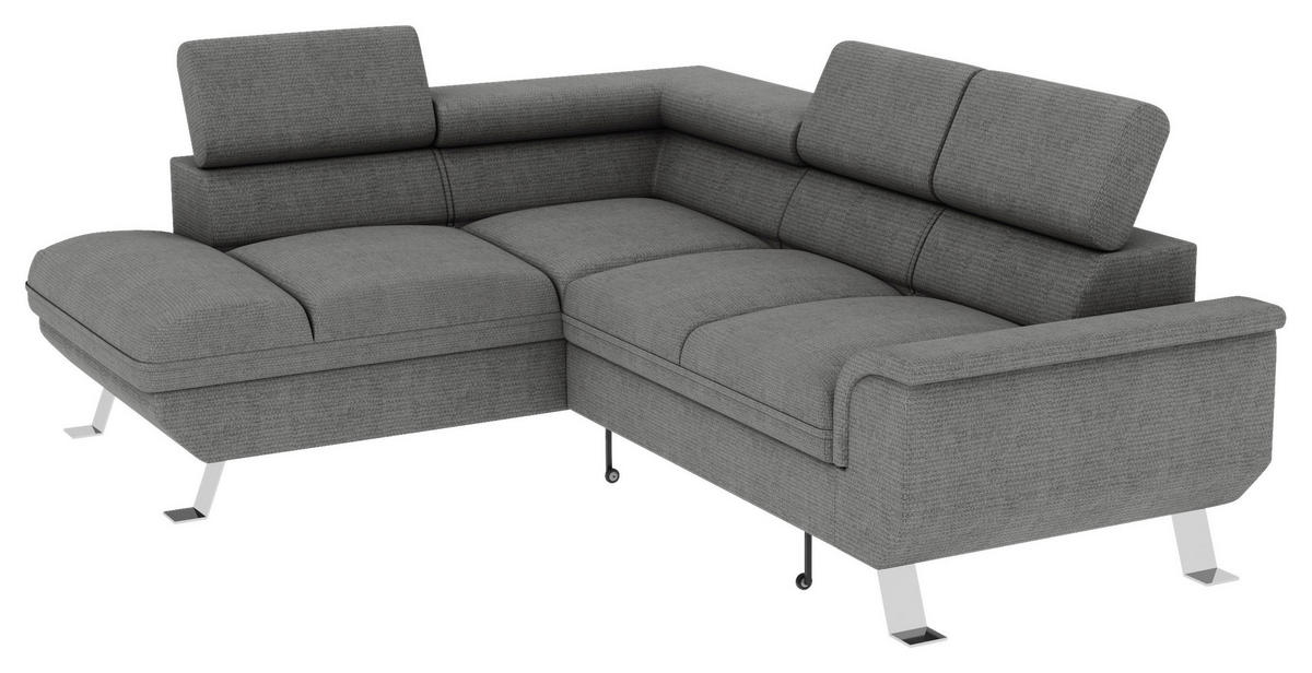 ECKSOFA in Struktur Anthrazit  - Anthrazit/Silberfarben, Konventionell, Textil/Metall (207/268cm) - MID.YOU