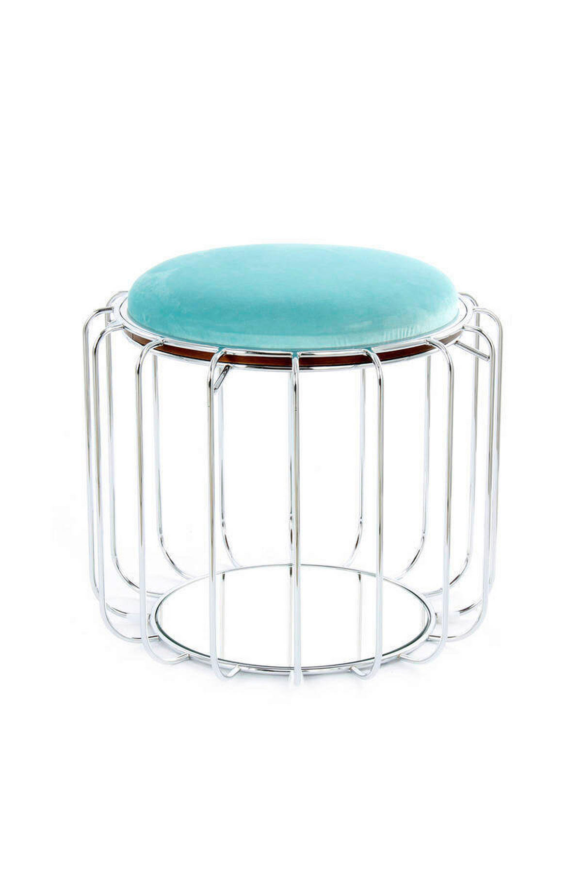 BEISTELLTISCH HOCKER 2 in 1 50/50/45 cm Mintgrün, Silberfarben  - Silberfarben/Mintgrün, Basics, Glas/Holzwerkstoff (50/50/45cm) - Kayoom