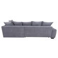 ECKSOFA Grau Cord Rückenkissen, Armlehnenkissen, Bettkasten, Schlaffunktion, Rücken echt, Liegefläche im Originalstoff  - Schwarz/Grau, KONVENTIONELL, Kunststoff/Textil (304/212cm) - Carryhome