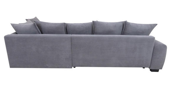 ECKSOFA Grau Cord Rückenkissen, Armlehnenkissen, Bettkasten, Schlaffunktion, Rücken echt, Liegefläche im Originalstoff  - Schwarz/Grau, KONVENTIONELL, Kunststoff/Textil (304/212cm) - Carryhome