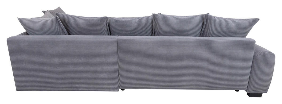 ECKSOFA Grau Cord Rückenkissen, Armlehnenkissen, Bettkasten, Schlaffunktion, Rücken echt, Liegefläche im Originalstoff  - Schwarz/Grau, KONVENTIONELL, Kunststoff/Textil (304/212cm) - Carryhome