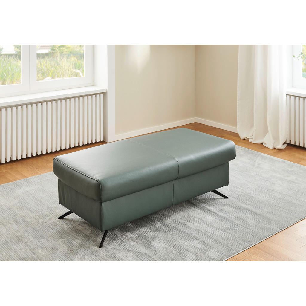 Thumbnail - Beldomo Premium Hocker Beldomo Premium, Opal, Leder, Echtleder, Rindleder, rechteckig, 130x46x65 cm, Goldenes M, Fußausw...