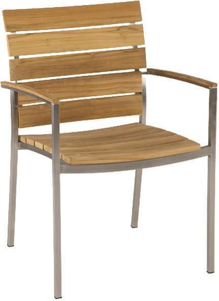 STAPELSESSEL in Holz, Metall Edelstahlfarben, Teakfarben  - Edelstahlfarben/Teakfarben, Design, Holz/Metall (58/85/55cm) - Stern