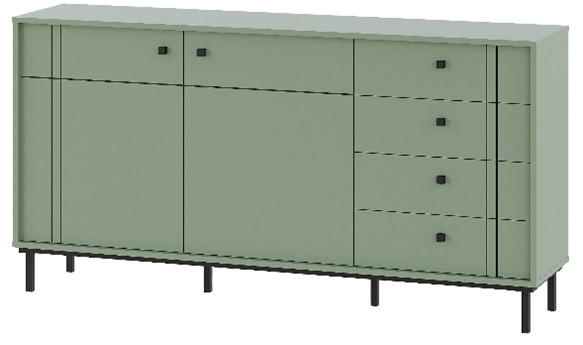 SIDEBOARD  in 160,2/81,8/37 cm  - Schwarz/Grün, MODERN, Holzwerkstoff/Kunststoff (160,2/81,8/37cm) - Carryhome