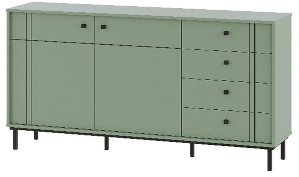 SIDEBOARD 160,2/81,8/37 cm  in Grün  - Schwarz/Grün, Modern, Holzwerkstoff/Kunststoff (160,2/81,8/37cm) - Carryhome