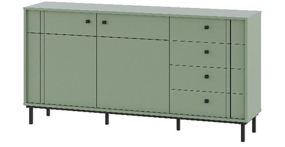 SIDEBOARD in 160,2/81,8/37 cm - Schwarz/Grün, MODERN, Holzwerkstoff/Kunststoff (160,2/81,8/37cm) - Carryhome