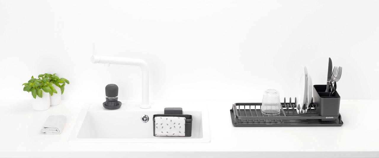 GESCHIRRABTROPFKORB   - Dunkelgrau, Basics, Kunststoff/Metall (20/46,3/12,6cm) - Brabantia