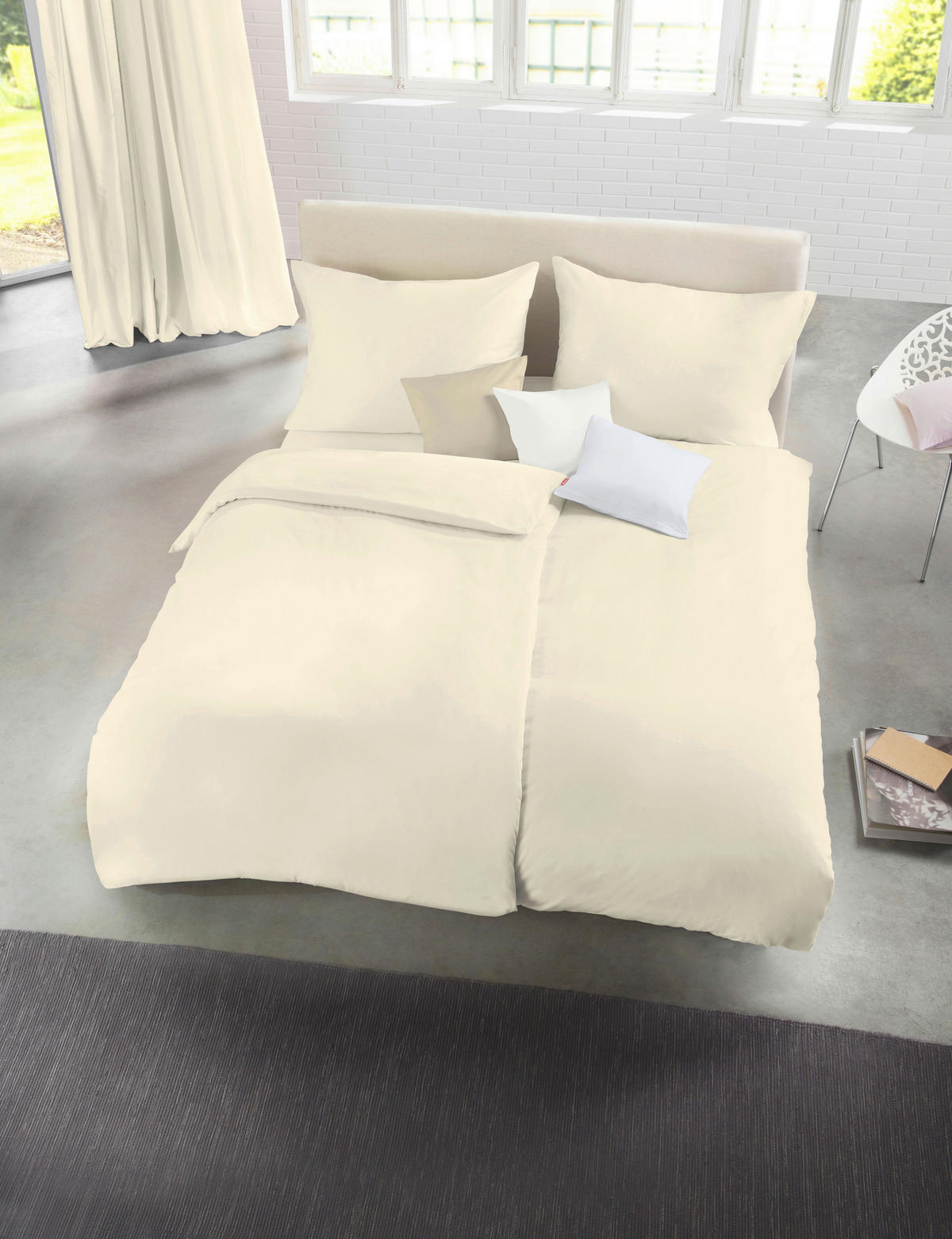 BETTWÄSCHE 2-teilig Makosatin 155/220 cm  - Creme, Basics, Textil (155/220cm) - Fleuresse