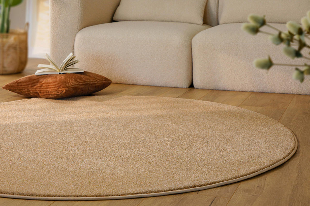 WEBTEPPICH  Wohnzimmer 160 cm Vegas Sandfarben rund  - Sandfarben, Basics, Textil (160cm) - Esprit