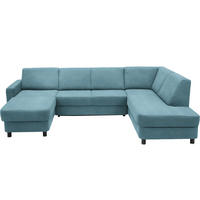 WOHNLANDSCHAFT  in Webstoff Hellblau  - Schwarz/Hellblau, Design, Holz/Textil (165/296/198cm) - Xora