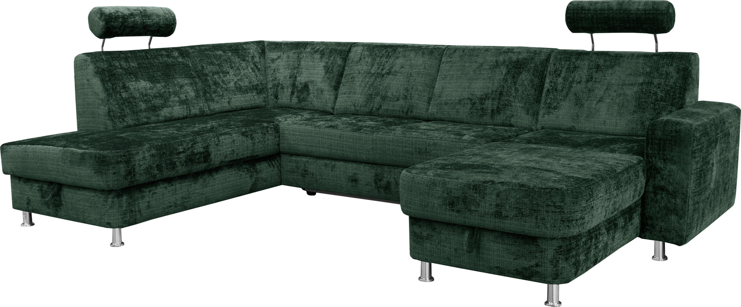 SEDACIA SÚPRAVA, textil, zelená - zelená/chrómová, Design, textil/plast (198/301/165cm) - Xora