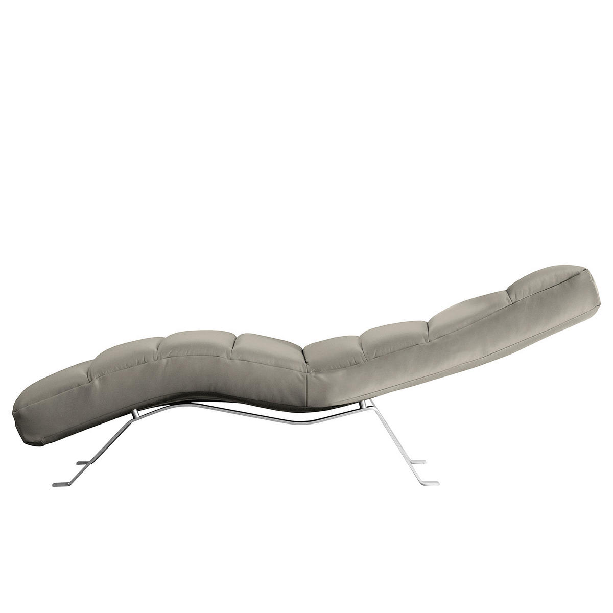 RELAXLIEGE in Echtleder Grau  - Silberfarben/Grau, Design, Leder/Metall (65/65-95/171cm) - Livetastic