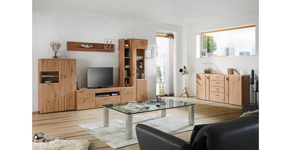 WOHNWAND in Eichefarben - Eichefarben/Silberfarben, KONVENTIONELL, Glas/Holzwerkstoff (330/205/51cm) - Cantus