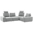 ECKSOFA in Velours Grau  - Schwarz/Grau, Design, Kunststoff/Textil (326/236cm) - Xora