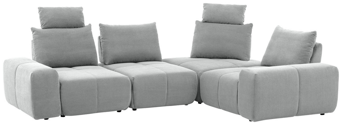 ECKSOFA in Velours Grau  326/236 cm  - Schwarz/Grau, Design, Kunststoff/Textil (326/236cm) - Xora