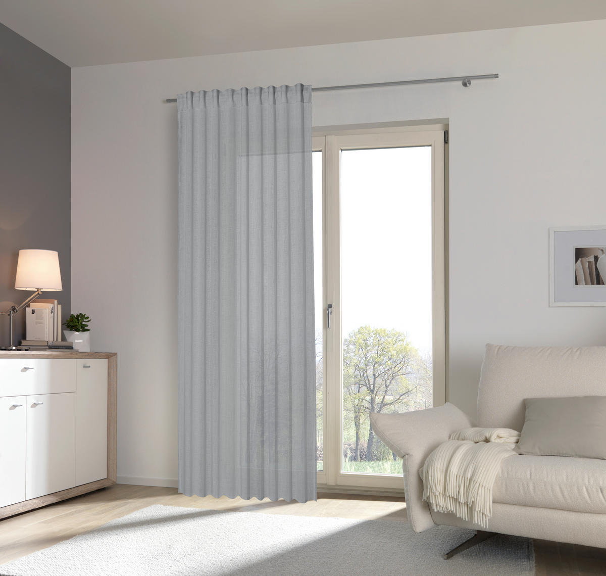 FERTIGVORHANG transparent  - Grau, Basics, Textil (140/245cm) - Boxxx