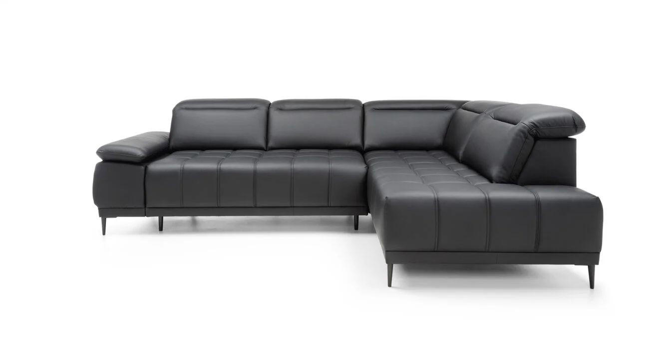 UGAONA GARNITURA crna  - crna, Moderno, koža/metal (278x204/82-98/106cm) - Welnova