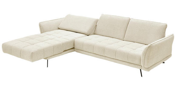 ECKSOFA in Chenille Naturfarben  - Schwarz/Naturfarben, KONVENTIONELL, Textil/Metall (178/285cm) - Carryhome