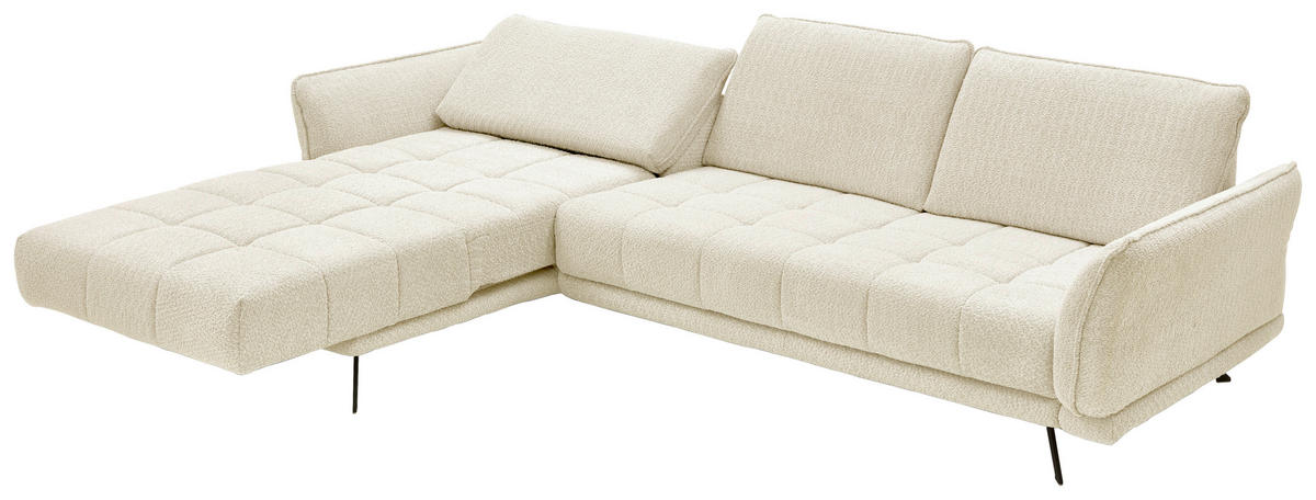ECKSOFA in Chenille Naturfarben  - Schwarz/Naturfarben, Konventionell, Textil/Metall (178/285cm) - Carryhome
