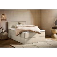 BOXBETT 120/200 cm,  in Beige, Bettkasten, Topper, H3 = fest  - Beige/Schwarz, Design, Kunststoff/Textil (120/200cm) - Chameo