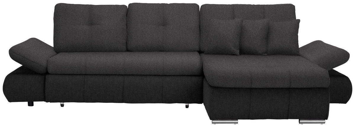 HÖRNSOFFA i vävt tyg antracit, mörkgrå  - mörkgrå/kromfärg, Design, textil/plast (302/187cm) - MID.YOU