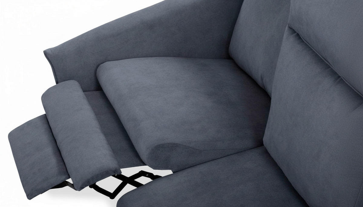 3-SITZER-SOFA  in Mikrofaser Blau Skandinavisch, Modern  - Blau/Buchefarben, Design, Holz/Textil (202/110/92cm) - Livetastic