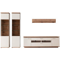 HYLLKOMBINATION 4 delar  i vit, ekfärgad  330/208/50 cm  - vit/nickelfärgad, Design, metall/trämaterial (330/208/50cm) - Livetastic