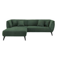 ECKSOFA Dunkelgrün Cord Zierkissen  - Dunkelgrün/Schwarz, MODERN, Holz/Textil (160/264cm) - MID.YOU