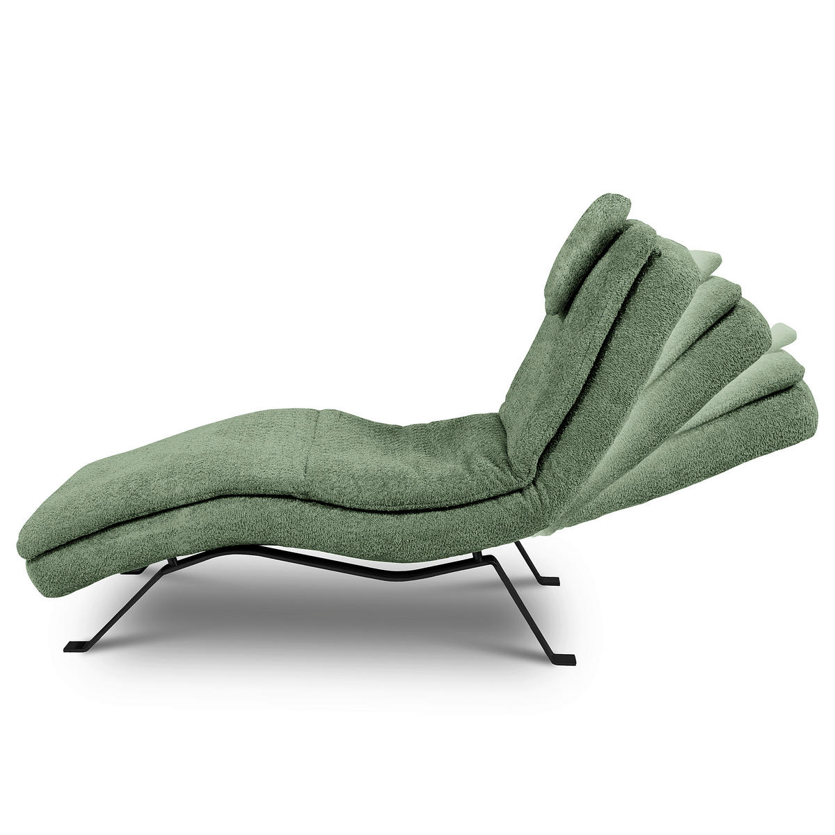 RELAXLIEGE Echtleder Pastellgrün  - Pastellgrün/Schwarz, Design, Leder/Metall (65/95/171cm) - Celina Home